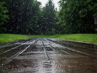 railroad tracks in the forest