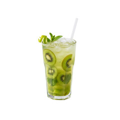Kiwi iced cooler in tall glass, and kiwi  pieces 