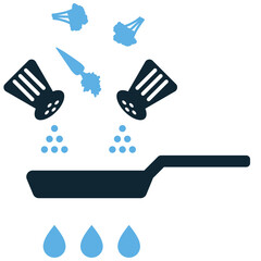 Cooking ingredients icon vector. Perfect for food blogs, recipes, and grocery themes. A simple, clear symbol representing various items used to make a meal.