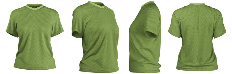 Realistic 3D female short jersey design in vibrant green color