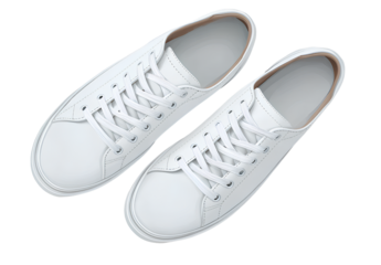 white sneakers isolated on a transparent background, top view, png file.png 