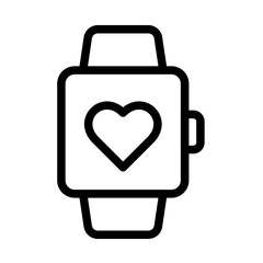 Smartwatch Heart Monitor Line Icon of Wearable Technology Icon Set