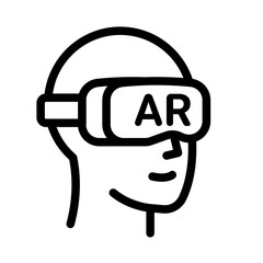 AR Glasses Line Icon of Wearable Technology Icon Set