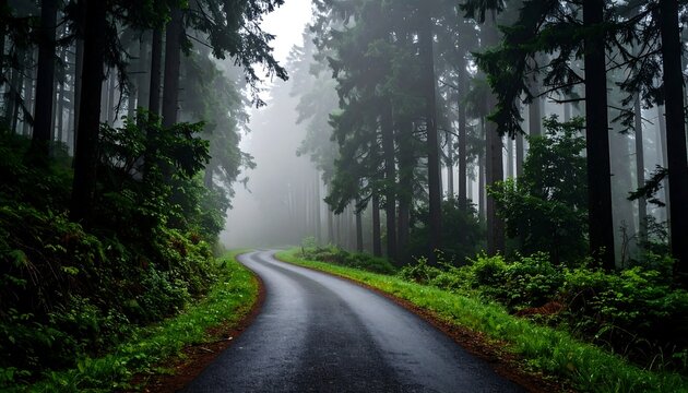 Misty forest road (2) - Powered by Adobe