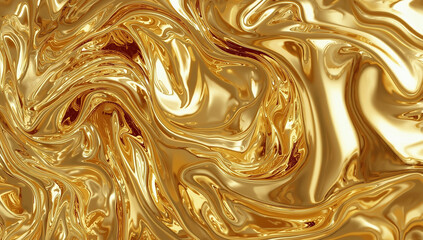 Elegant Gold Textured Abstract Digital Art: Luxurious Marble Pattern with Glossy Shiny Surface and Fluid Metallic Waves - High Resolution Sophisticated Design for Modern Decor