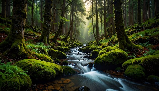 Misty forest stream (1)