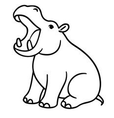 Fototapeta premium Hippopotamus Minimalist Outline Coloring Page for Kids and Adults Printable Easy Art Therapy