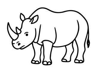 Fototapeta premium Rhinoceros Minimalist Outline Coloring Page for Kids and Adults Printable Easy Art Therapy