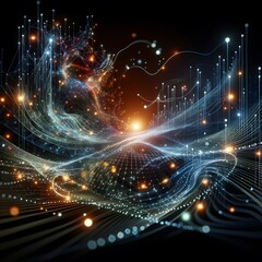 Fototapeta premium Dynamic Digital Energy and Data Flow Expanding in Futuristic Network for Advanced Technology and Global Connectivity