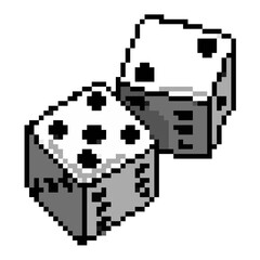 Pixel dice vector. Perfect for gaming, luck, and chance themes. A unique icon that merges a classic symbol with a modern, digital, and pixelated aesthetic.