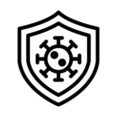Virus Shield Line Icon of Antivirus and Malware Icon Set