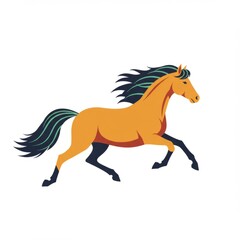 Flat design vector illustration of a horse on white background. Cartoon style domestic animal artwork perfect for farm, ranch, countryside, mascot, and educational design.