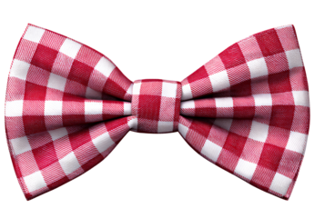 Unred and white gingham bow tie on a transparent background png, no shadow.v.png