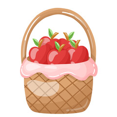 Apples in Picnic Basket Illustration Isolated on White Background