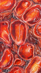 hand painting pomegranate background with fresh fruit theme. high resolution illustration for design with a whimsical and enchanting healthy theme