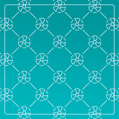 Seamless pattern on a blue background with fan blade icons. Line design for posters, social media, and banner templates.