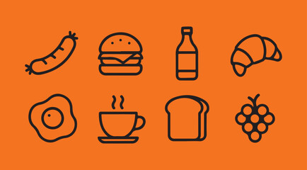 food vector icon set 
