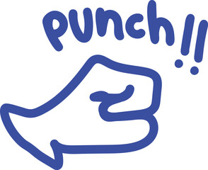 Clenched Fist Punch Gesture with 'Punch!!' Text