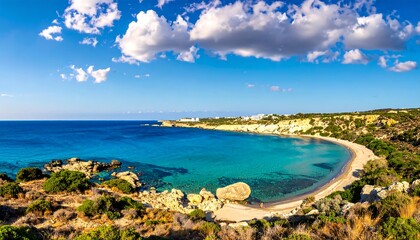 Obraz premium Panoramic view of a beautiful beach on a sunny day