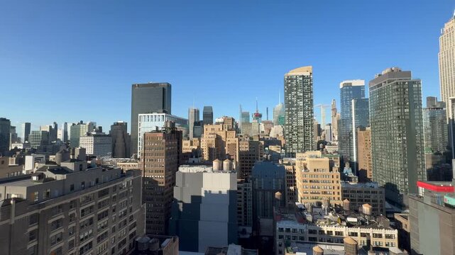 Scenic panoramic aerial Midtown Manhattan vista, New York City