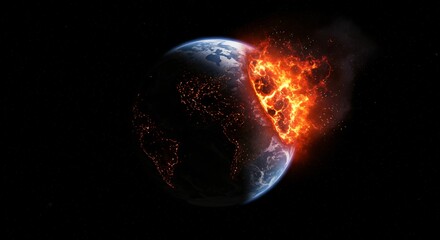 Fototapeta premium Planet on Fire: The Fiery Demise of Earth