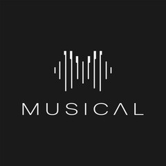 Modern music logo with a sound wave forming the letter M. Minimal vector icon for a record studio, audio app, or podcast brand identity.