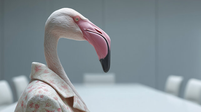 Professional flamingo demonstrating distinctive elegance in office