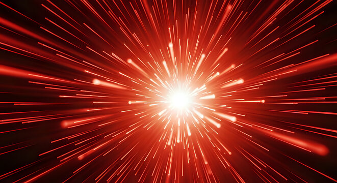 Red light streaks radiating from a central bright point in a dark background effect scene