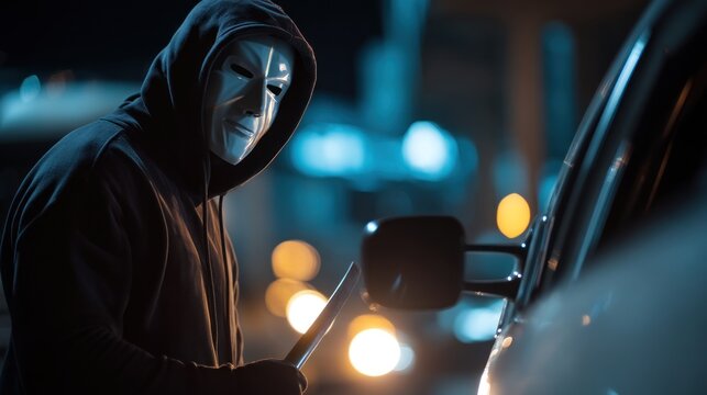 Masked person with knife