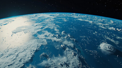 Fototapeta premium View from the Moon’s Surface Looking Back at Earth with Blue Oceans and White Clouds Against the Dark Vastness of Space
