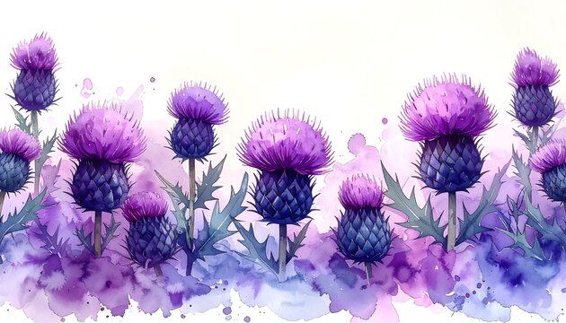 Floral border with thistle