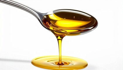 Spoon of cooking oil isolated on a white background.