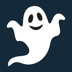 Cute Happy Ghost Cartoon Illustration for Halloween