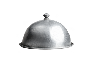 Elegant silver food dome cloche serving dish cover restaurant kitchenware utensil isolated on transparent background