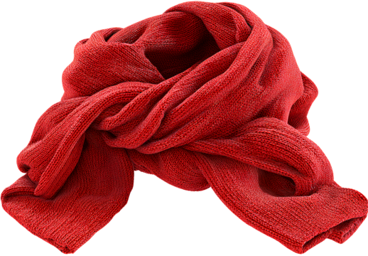 red scarf, knitted, png element, transparent background.png