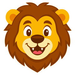 cute happy lion face emoji expression flat color vector illustration template design