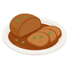 Sauerbraten Germany pot roast flat color vector illustration template design