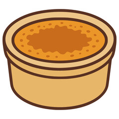Crème Brûlée French creamy custard flat color vector illustration template design