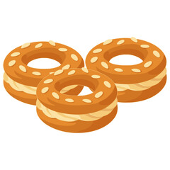 Paris Brest French pastry flat color vector illustration template design