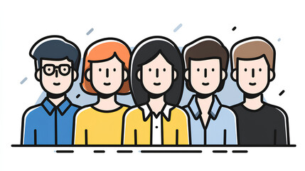 People flat icon. Simple team profile illustrations. Line icon and filled icon. Group profile signs Stock Illustration