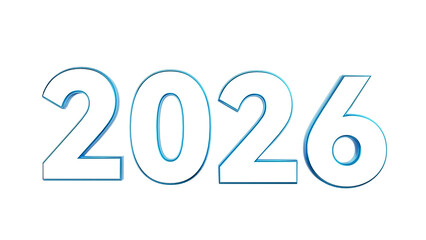 3D Rendering of 2026 Numerals with Transparent Background for New Year Campaigns, Event Branding, and Futuristic Design Projects