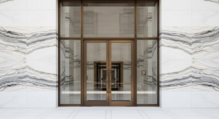 Elegant Modern Building Entrance with Stunning Marble Walls