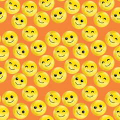 Seamless Pattern of Cheerful Smiley Faces