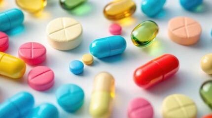 Colorful Assortment of Pharmaceutical Pills and Capsules for Healthcare.