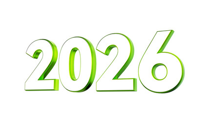 3D Rendering of “2026” Numerals with Transparent Background for New Year Campaigns and Future - Oriented Projects