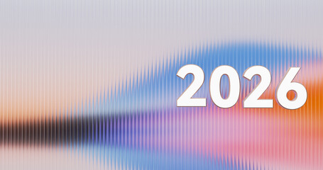3D Rendered 2026 Text with Vibrant Gradient Background for Future - Themed Marketing and Event Promotion