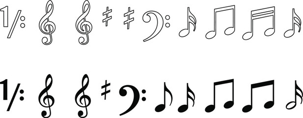 A collection of musical notes and symbols representing rhythm and melody