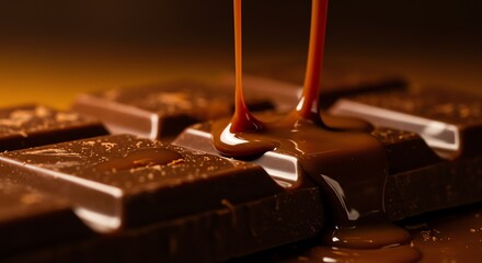 Chocolate bar with melting chocolate drizzle