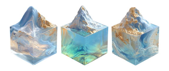 Abstract Mountain Landscape in Resin Art with Colorful Swirls