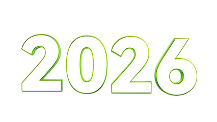 3D Rendering of 2026 Year Numeral with Transparent Background for New Year Campaigns and Future - Themed Designs